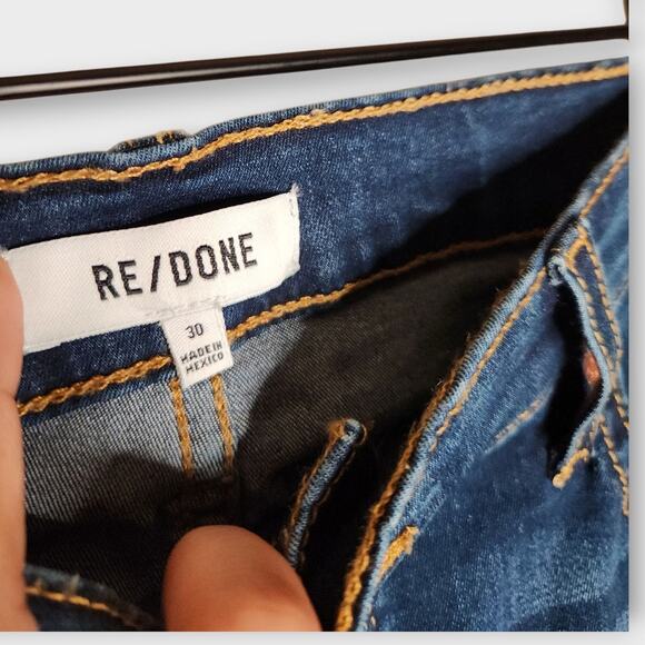 RE/DONE High Rise Stove Pipe Jean Deep Faded Blue Women's Size 30 - Picture 4 of 5